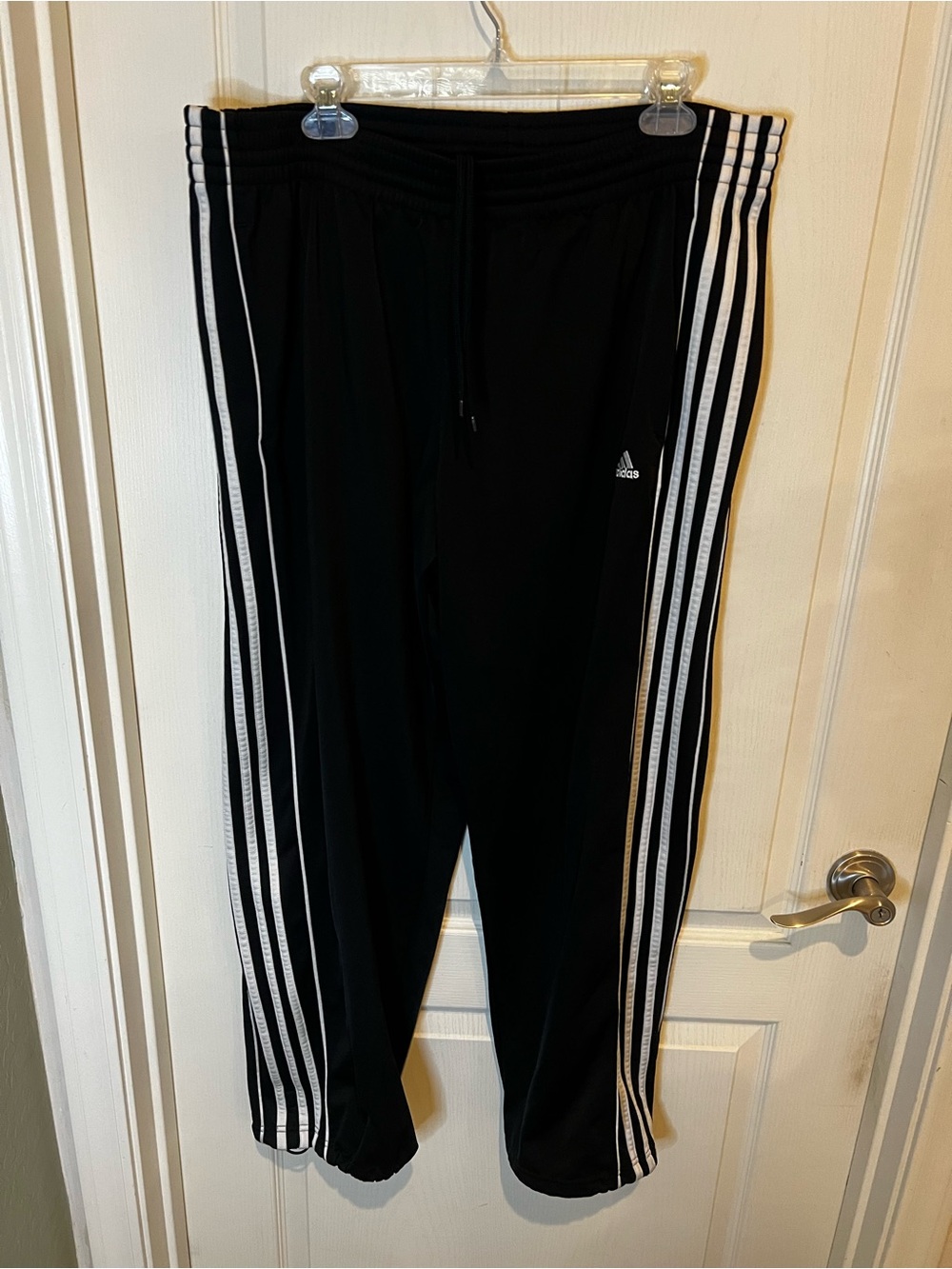 Adidas Men’s Black Track Pants with White Stripes